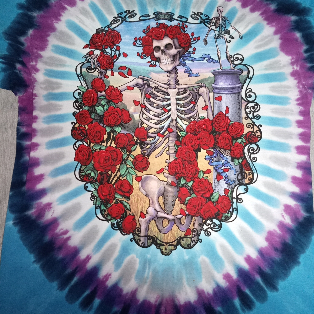Liquid Blue Red and Blue Skeleton Tapestry